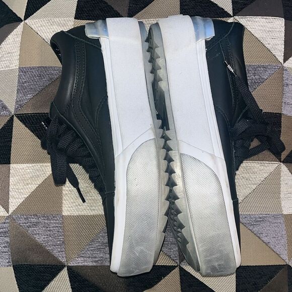 EXCELLENT CONDITION VANS OLD SKOOL STACKED SHINY BLACK/WHITE PLATFORM SHOES 8.5 - Picture 7 of 9